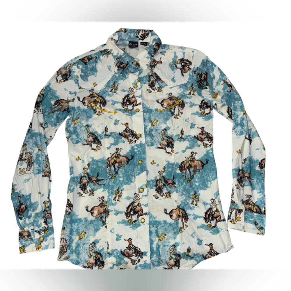 Cruel Bucking Bronco Girls Western Snap Button Shirt XL